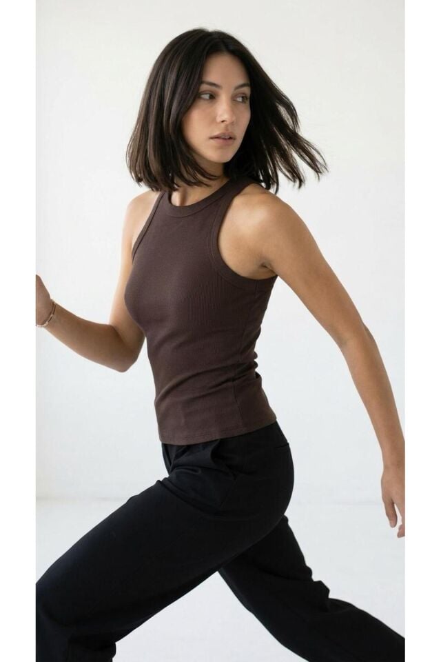 Orjinal Marka Halter Yaka Fitilli Kaşkorse Atlet Slim Fit Body