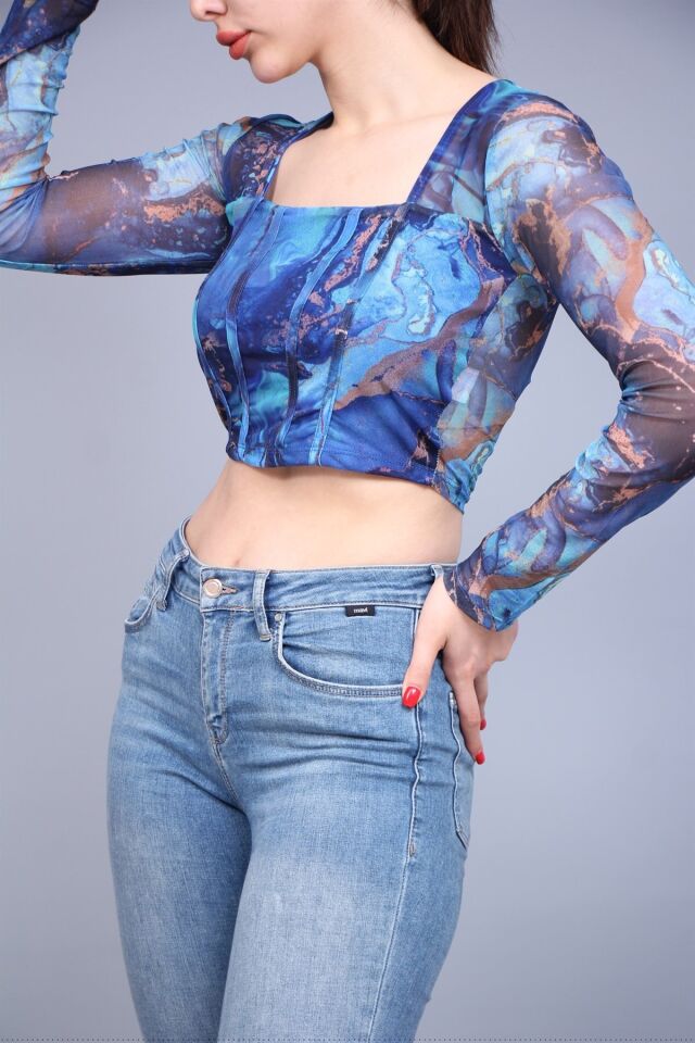 Desenli Tül Body